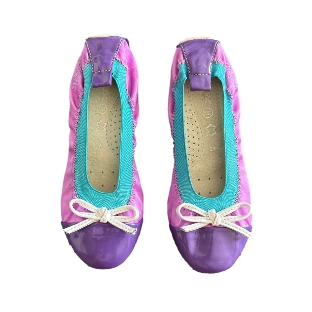 Geox girls ballet flats leather, satin and elastic size 10.5